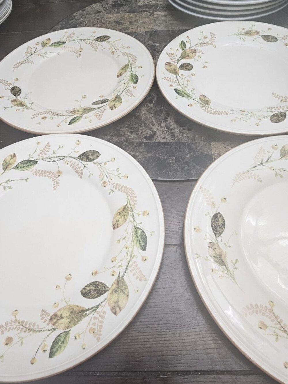 St. Nicholas Square Winter Bouquet Set Of 4 Dinner Plates 11" Leaves